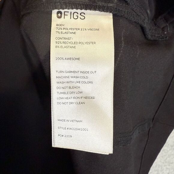 Figs Technical Collection Women's Small Black Short Sleeve Scrub Top Blouse - Picture 6 of 7